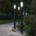 vidaXL Lampy słupkowe z czujnikiem i gniazdkiem, 3 szt., 110 cm, stal nierdzewna, IP44