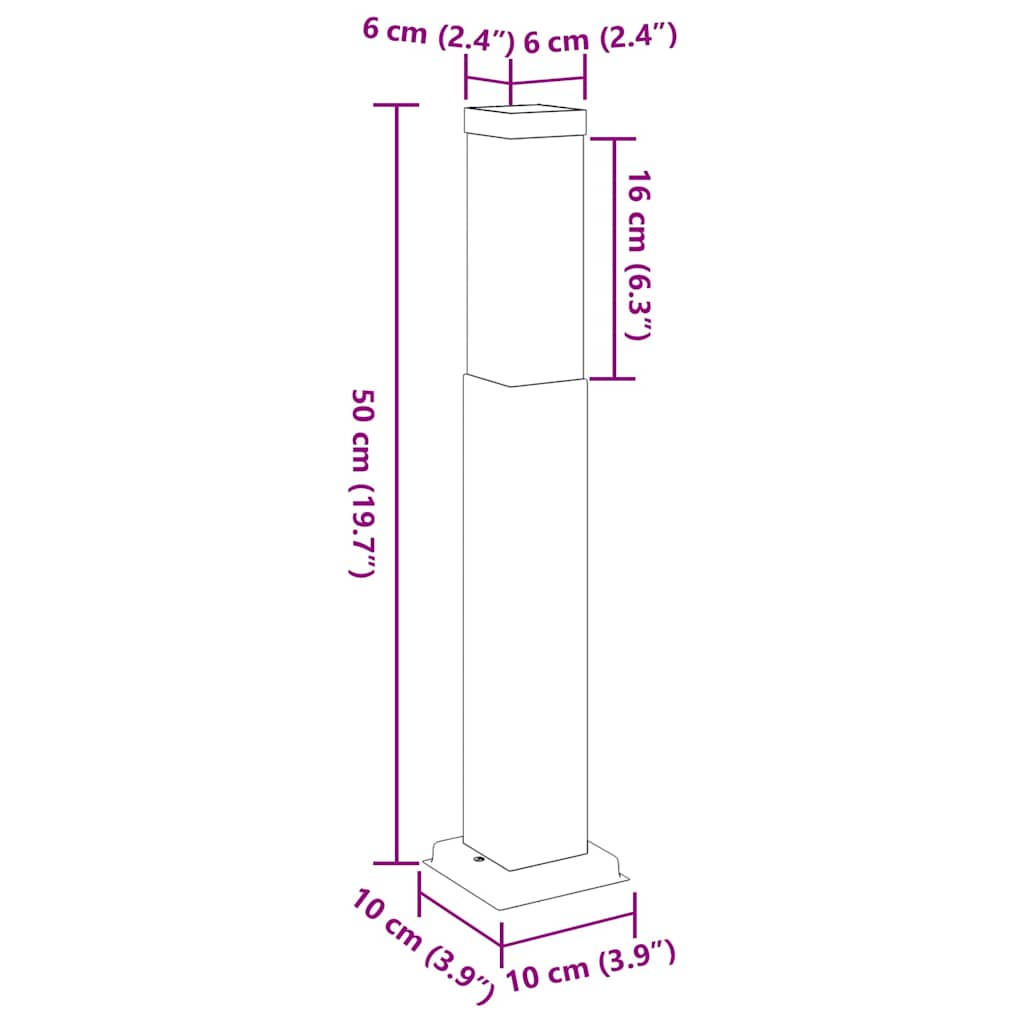 vidaXL Słupek oświetleniowy 50 cm Stal nierdzewna IP44