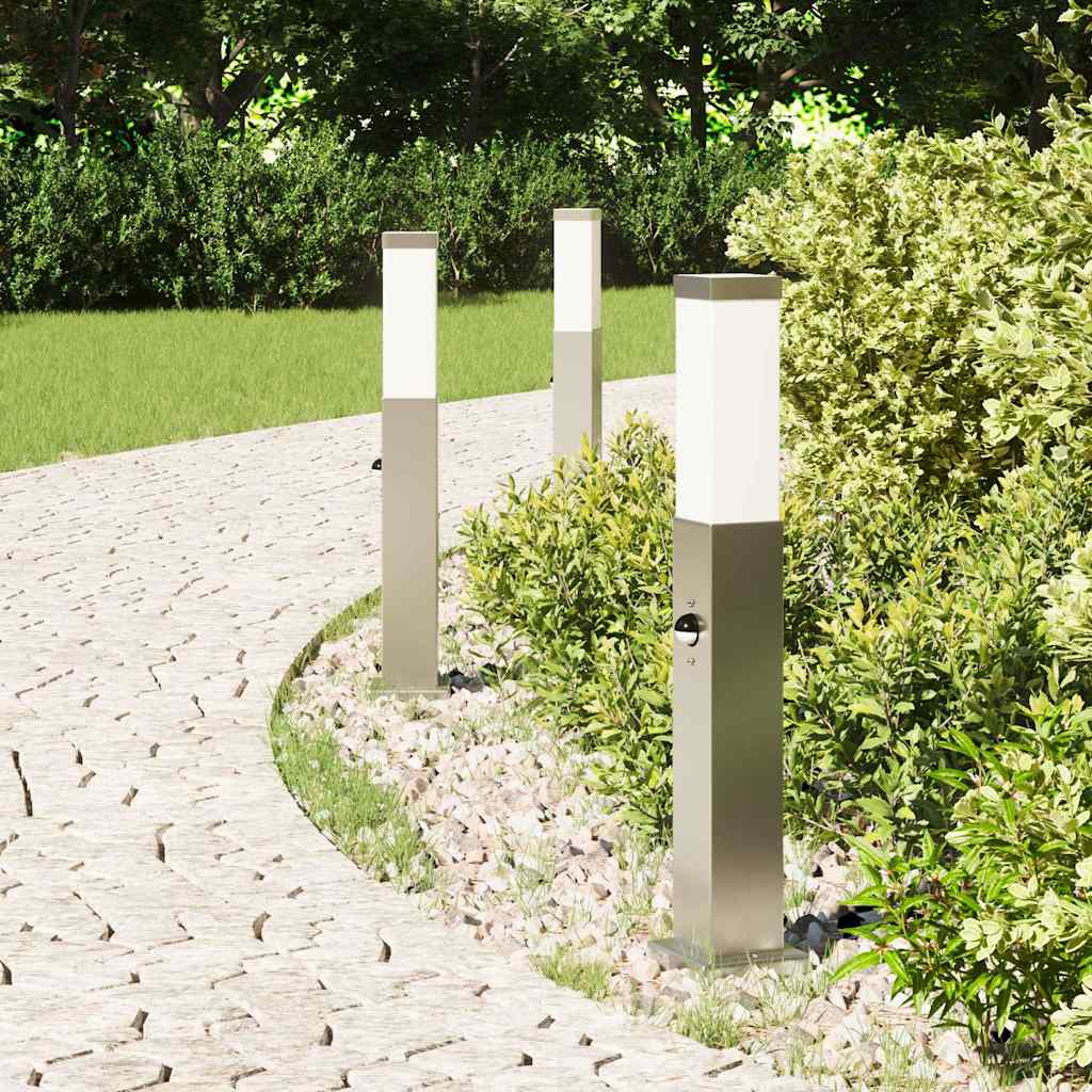 vidaXL Lampy słupkowe z czujnikiem 3 szt. 50 cm Stal nierdzewna IP44
