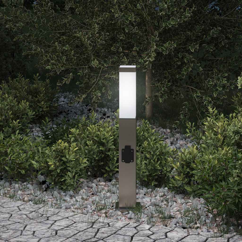 vidaXL Słupek oświetleniowy z gniazdem 50 cm, stal nierdzewna IP44