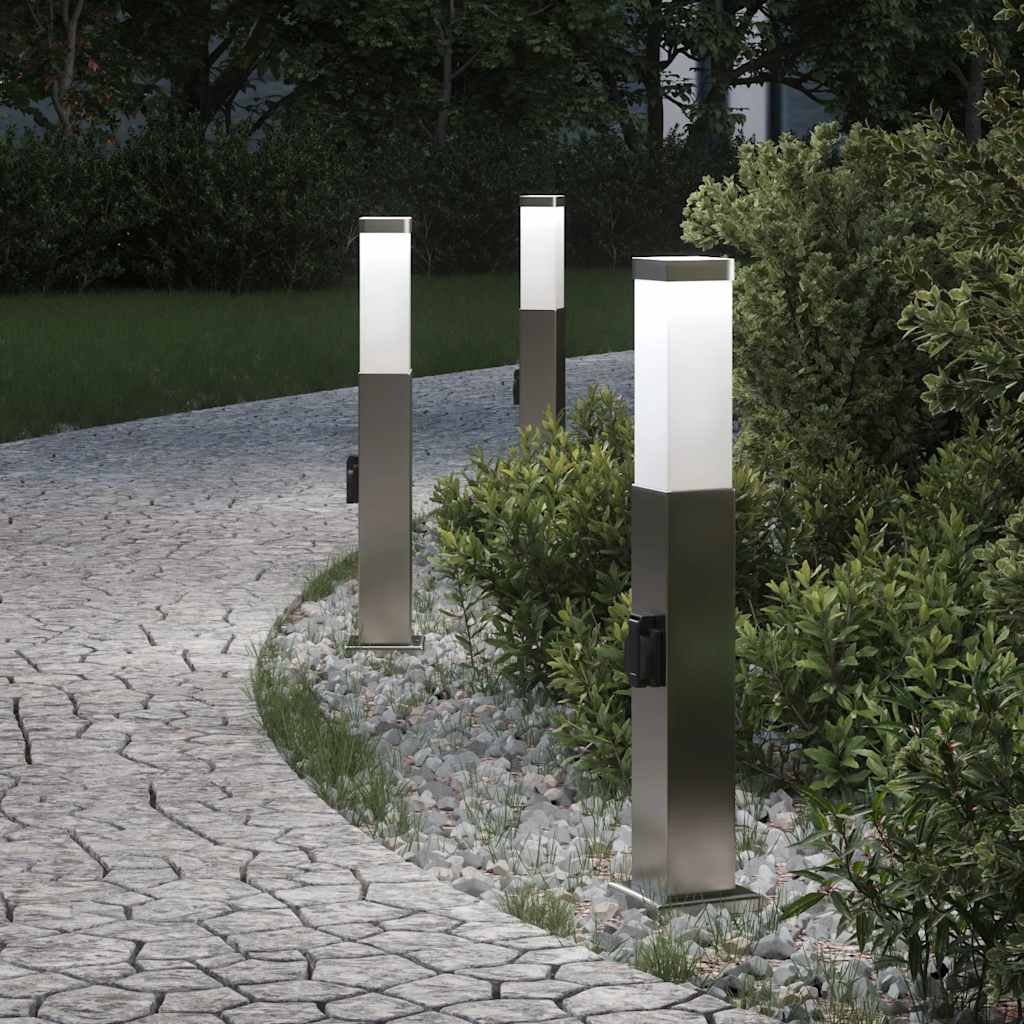 vidaXL Słupki oświetleniowe z wyjściem 3 szt. 50 cm Stal nierdzewna IP44