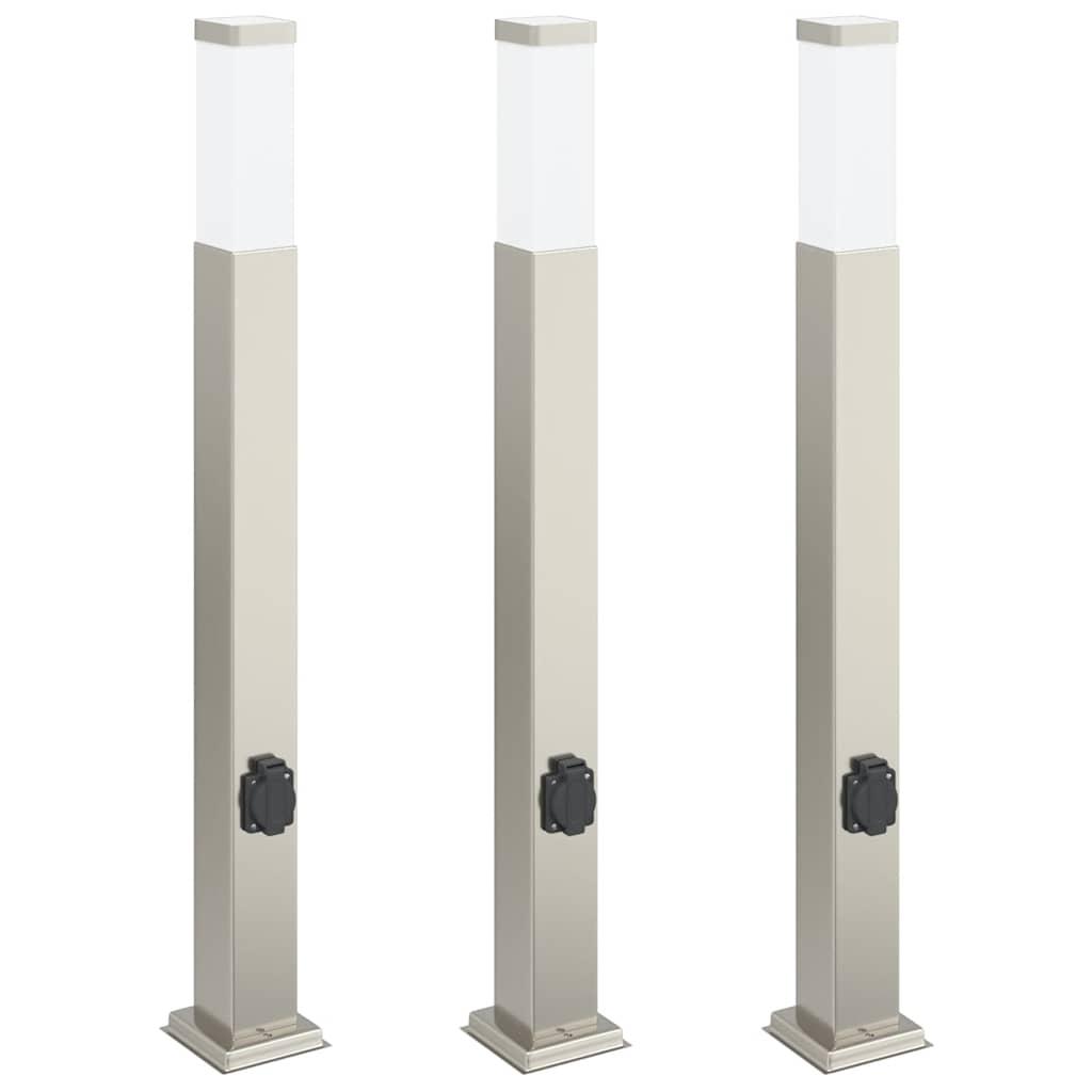 vidaXL Słupki oświetleniowe z wyjściem 3 szt. 80 cm Stal nierdzewna IP44