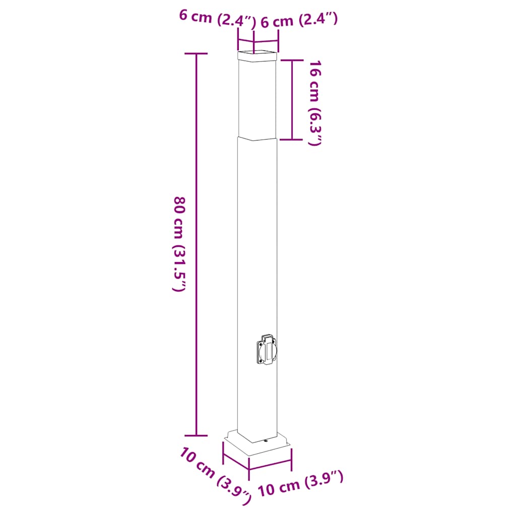 vidaXL Słupki oświetleniowe z wyjściem 3 szt. 80 cm Stal nierdzewna IP44