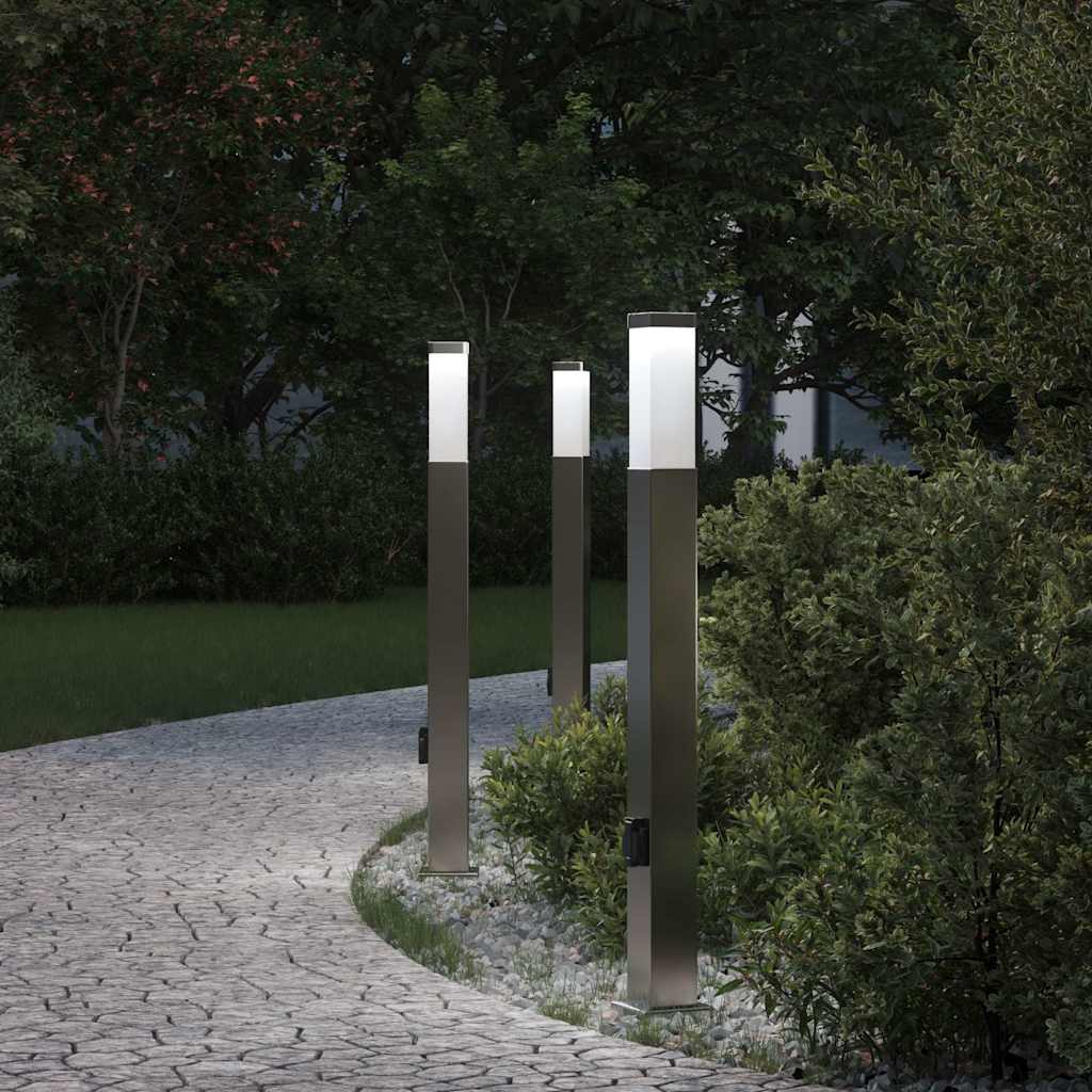 vidaXL Słupki oświetleniowe z wyjściem 3 szt. 80 cm Stal nierdzewna IP44