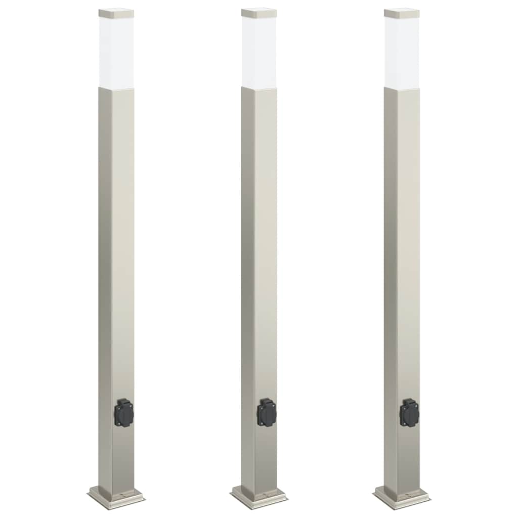 vidaXL Słupki oświetleniowe z wyjściem 3 szt. 110 cm Stal nierdzewna IP44