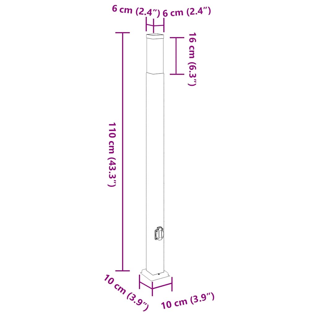 vidaXL Słupki oświetleniowe z wyjściem 3 szt. 110 cm Stal nierdzewna IP44