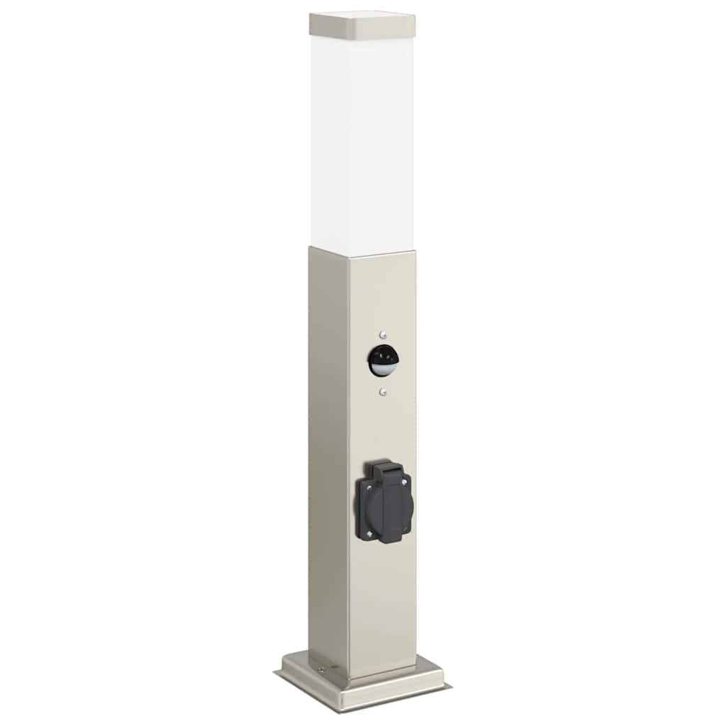vidaXL Lampy słupkowe z czujnikiem i gniazdkiem 3 szt. 50 cm Stal nierdzewna IP44