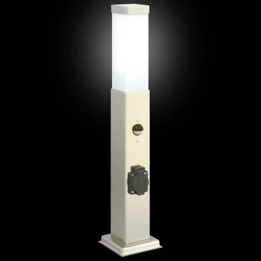vidaXL Lampy słupkowe z czujnikiem i gniazdkiem 3 szt. 50 cm Stal nierdzewna IP44