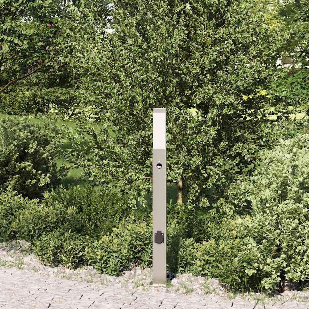 vidaXL Słupek oświetleniowy z czujnikiem i gniazdkiem 80 cm, stal nierdzewna IP44