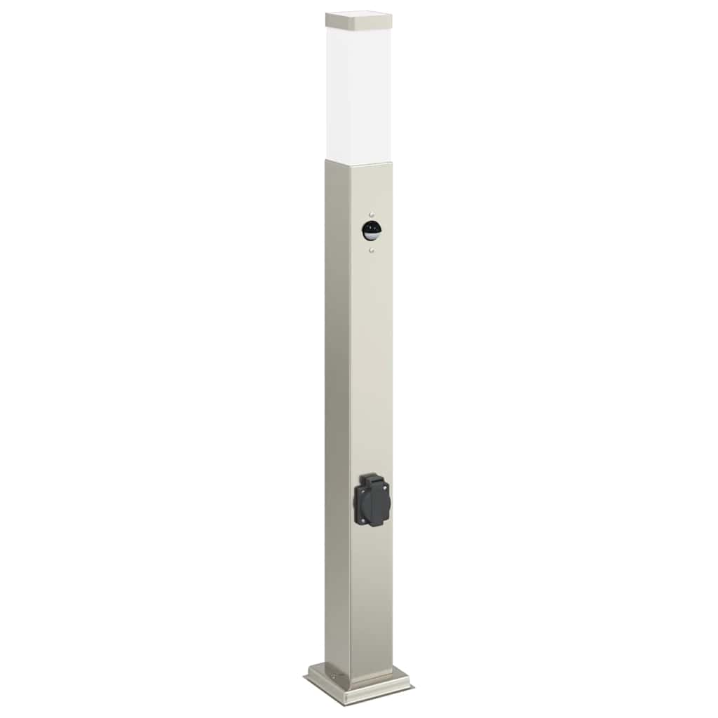 vidaXL Lampy słupkowe z czujnikiem i gniazdkiem 3 szt. 80 cm, stal nierdzewna IP44