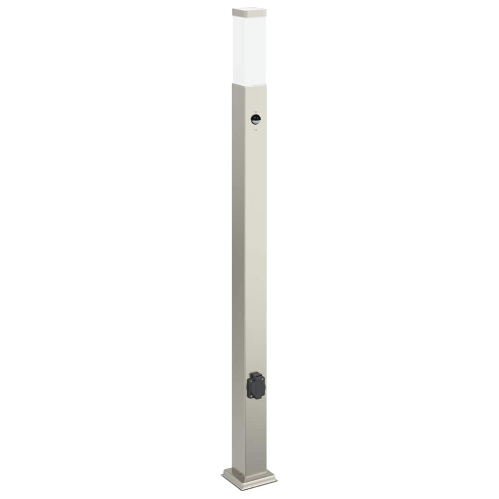 vidaXL Lampy słupkowe z czujnikiem i gniazdkiem 3 szt. 110 cm Stal nierdzewna IP44