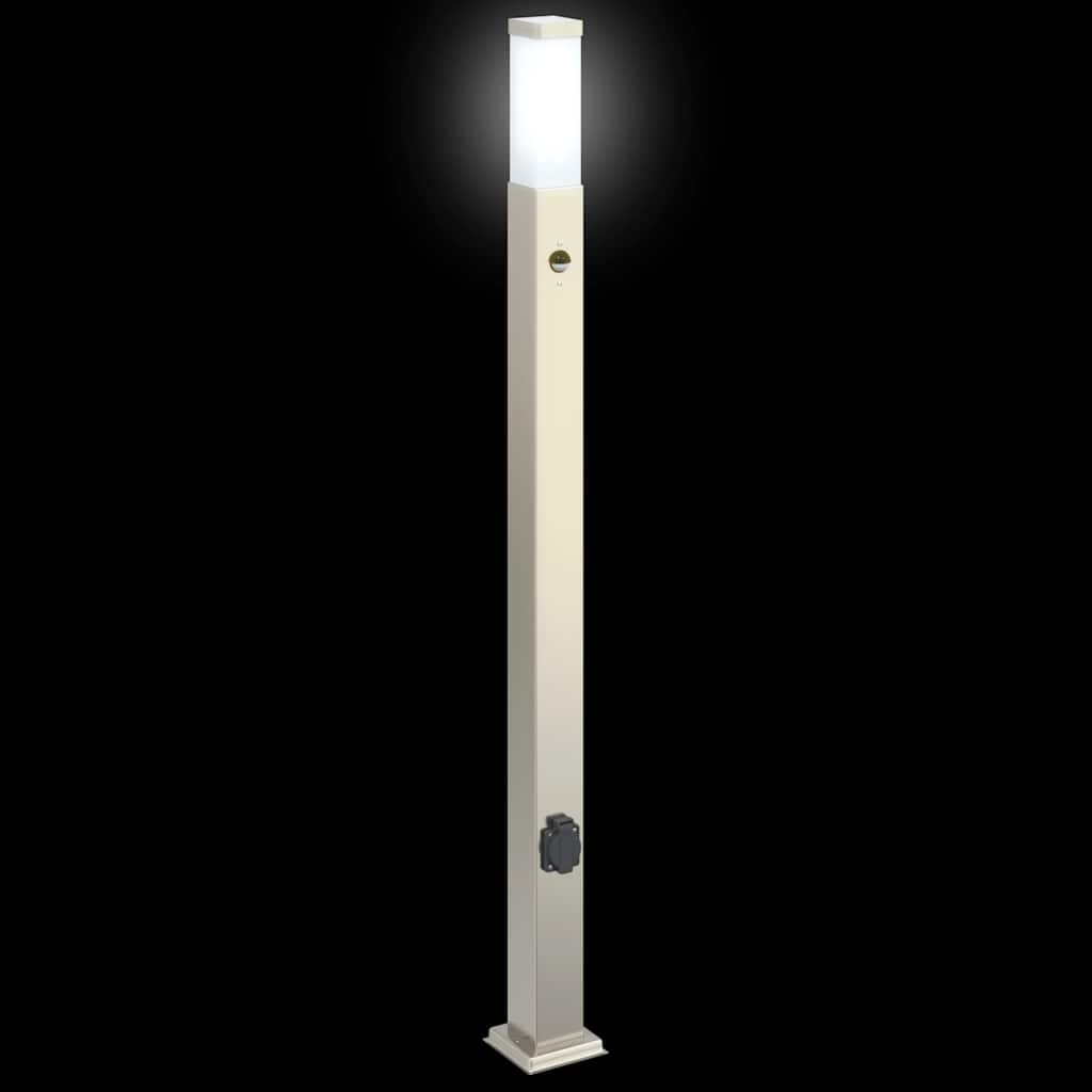 vidaXL Lampy słupkowe z czujnikiem i gniazdkiem 3 szt. 110 cm Stal nierdzewna IP44