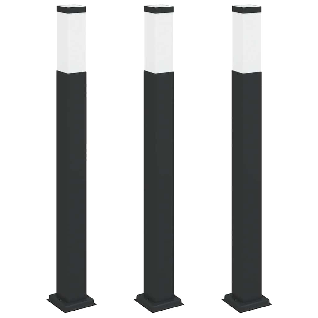 vidaXL Słupki oświetleniowe 3 szt. 80 cm, czarne, IP44