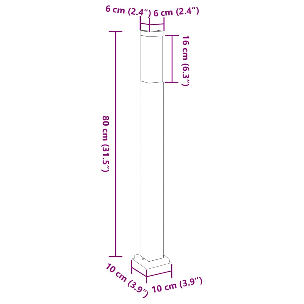 vidaXL Słupki oświetleniowe 3 szt. 80 cm, czarne, IP44