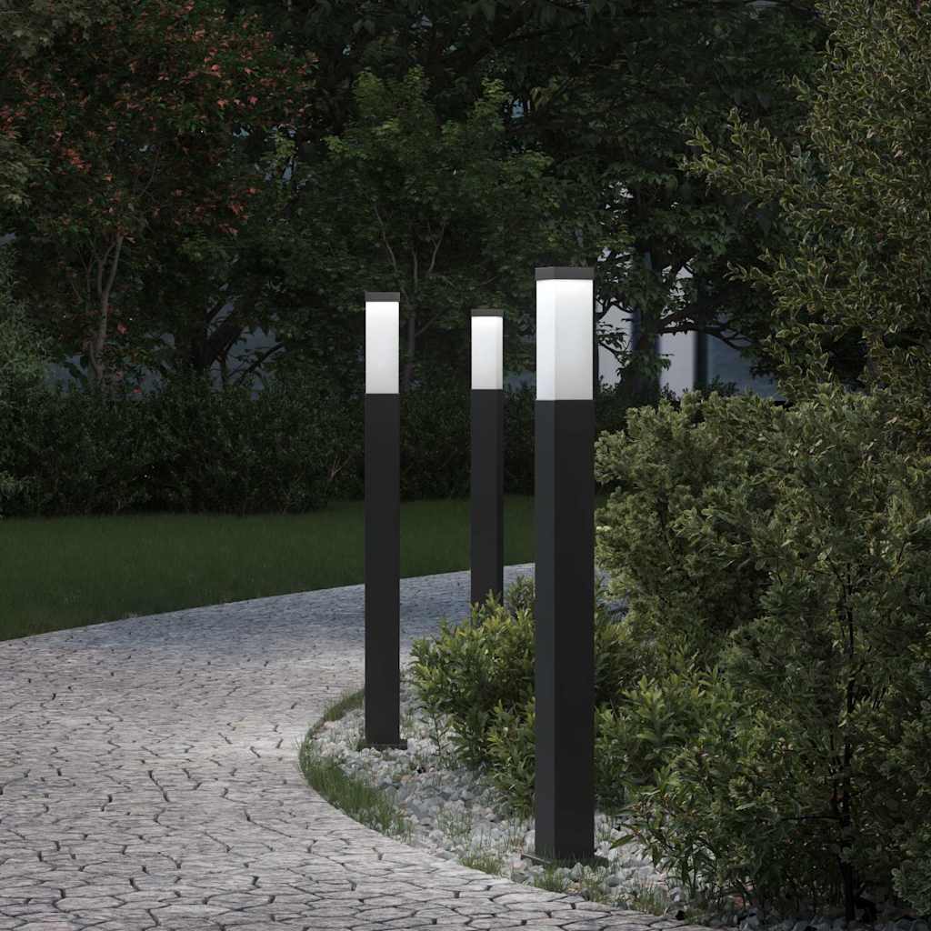 vidaXL Słupki oświetleniowe 3 szt. 80 cm, czarne, IP44