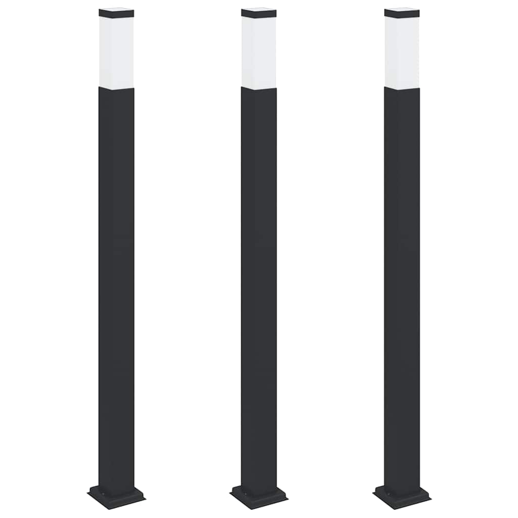 vidaXL Słupki oświetleniowe 3 szt. 110 cm czarne IP44