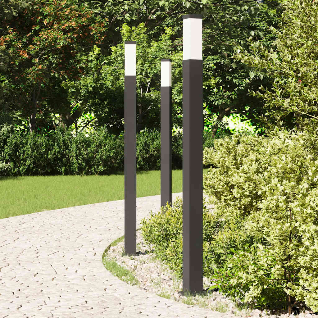 vidaXL Słupki oświetleniowe 3 szt. 110 cm czarne IP44