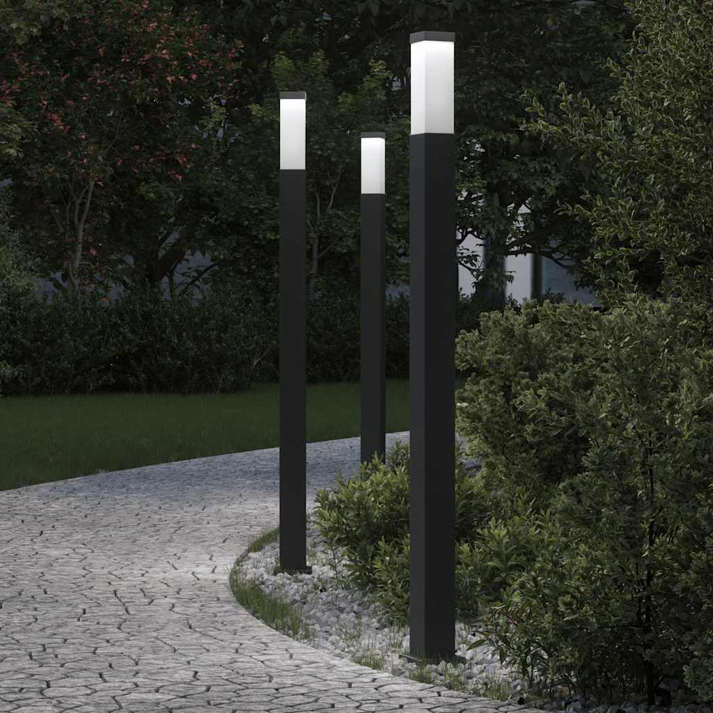 vidaXL Słupki oświetleniowe 3 szt. 110 cm czarne IP44