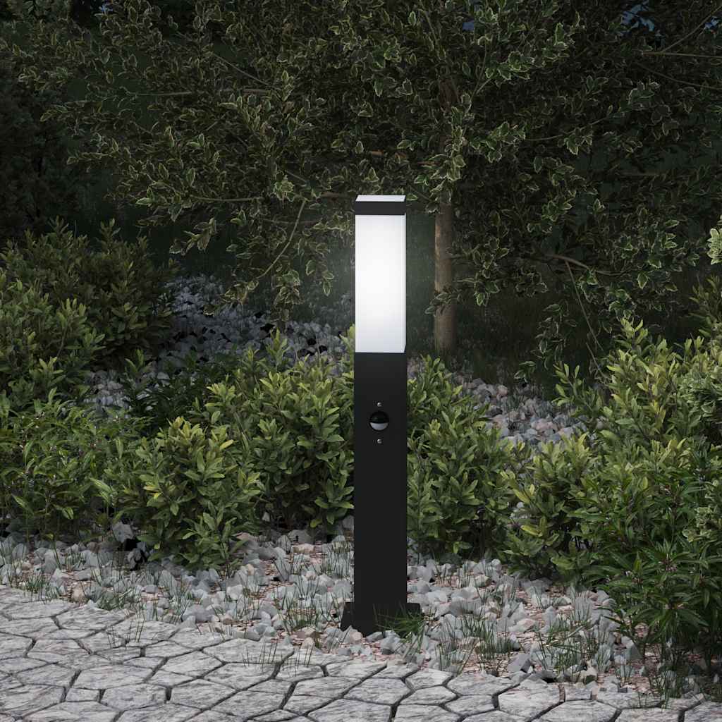 vidaXL Słupek oświetleniowy z czujnikiem 50 cm Czarny IP44