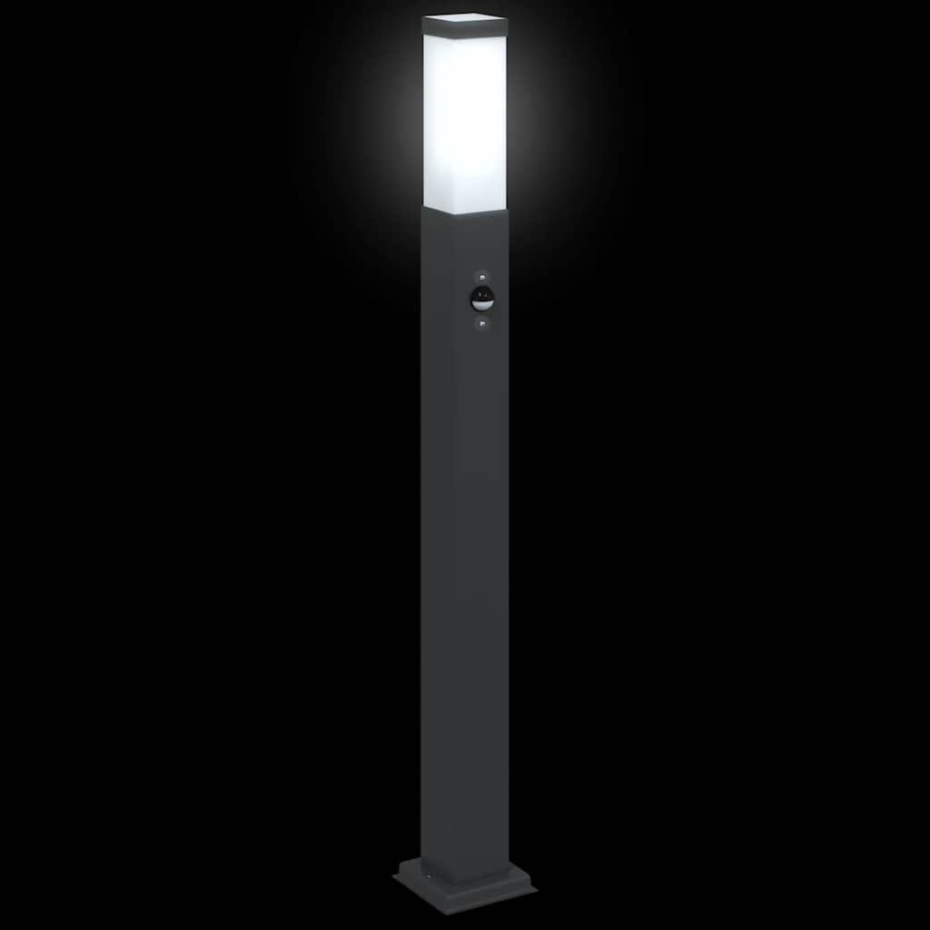 vidaXL Lampy słupkowe z czujnikiem 3 szt. 80 cm, czarne, IP44