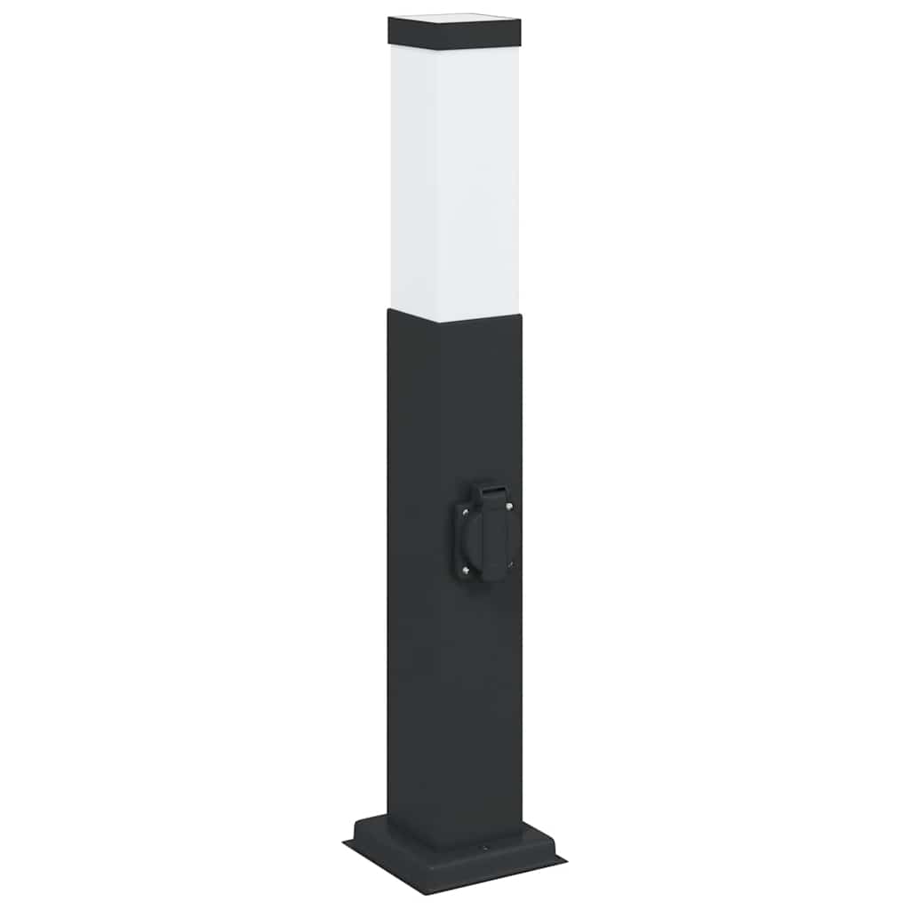 vidaXL Słupek oświetleniowy z gniazdem 50 cm Czarny IP44