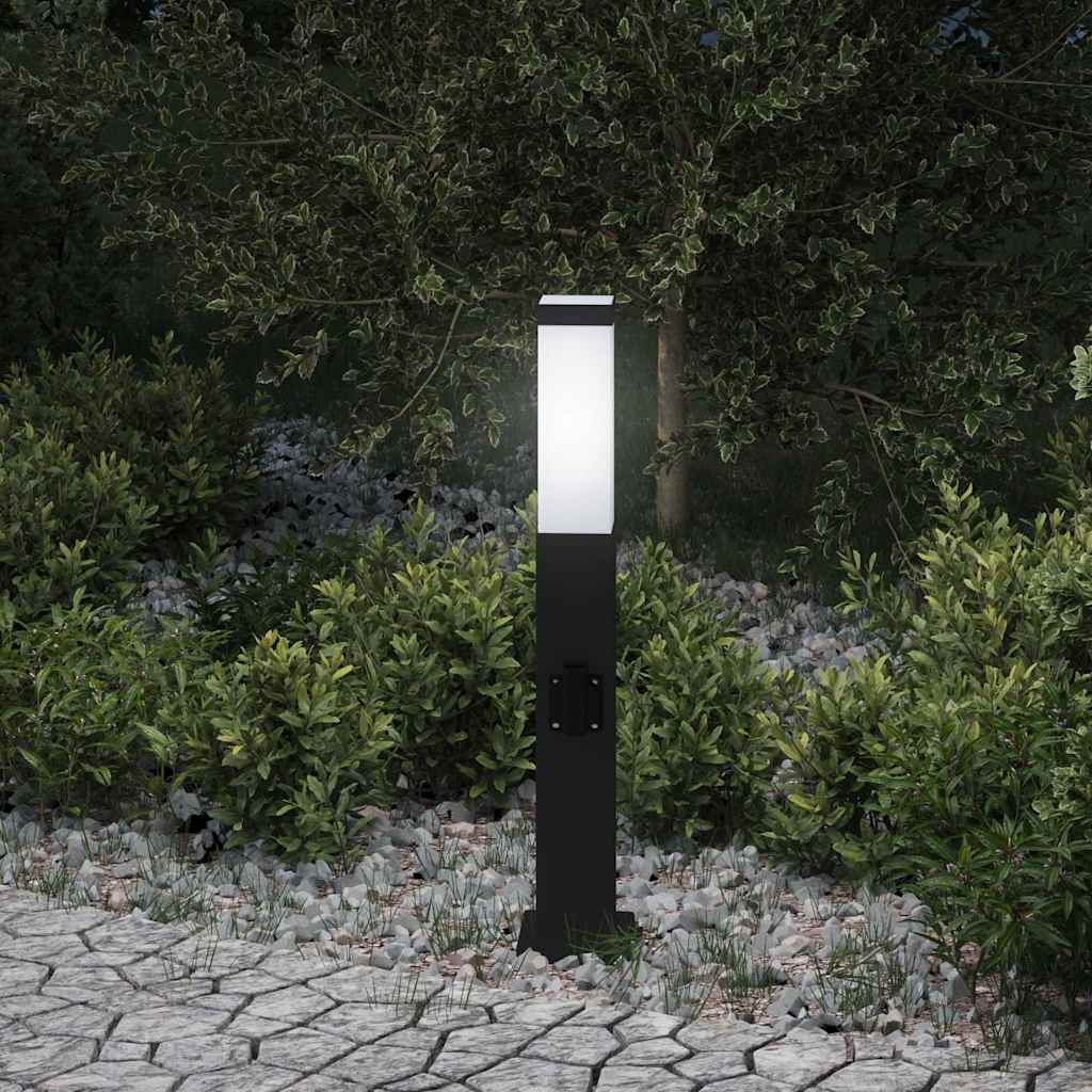 vidaXL Słupek oświetleniowy z gniazdem 50 cm Czarny IP44