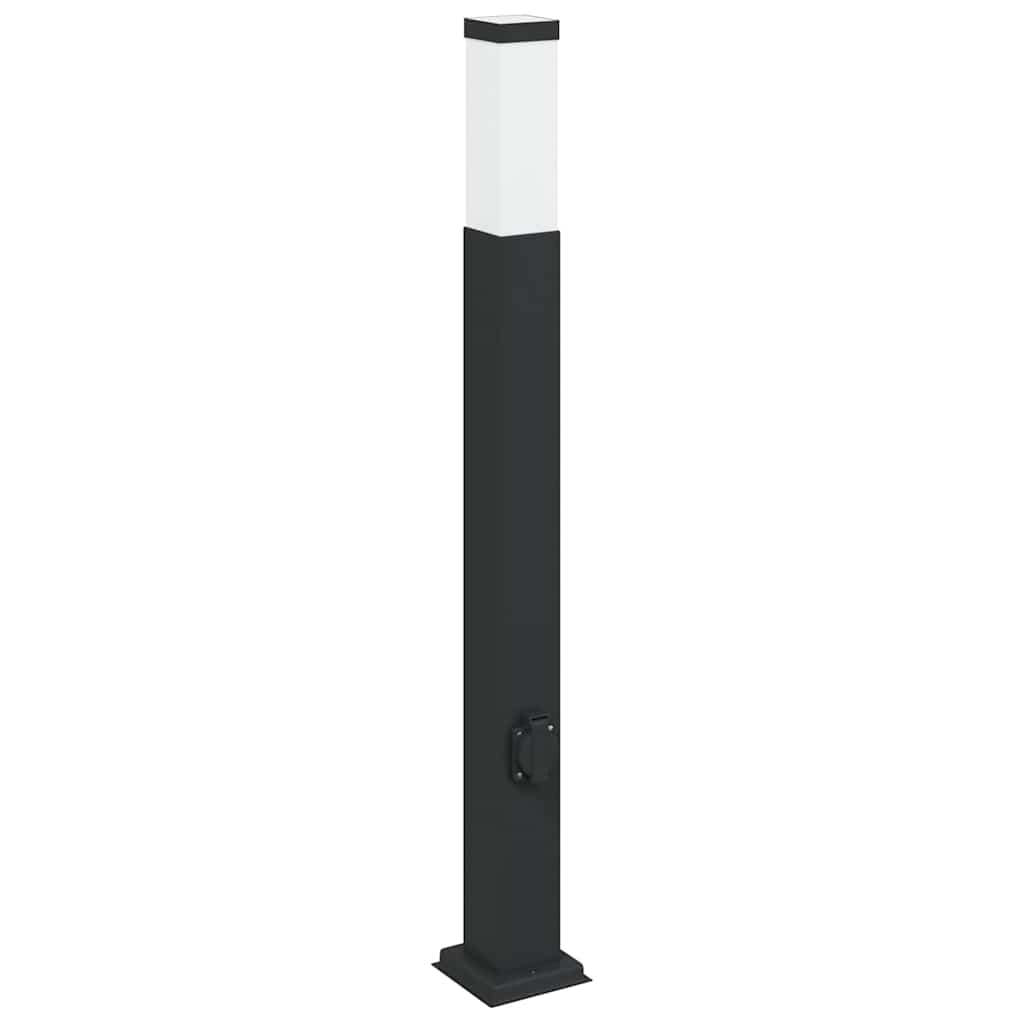 vidaXL Słupek oświetleniowy z gniazdem 80 cm Czarny IP44