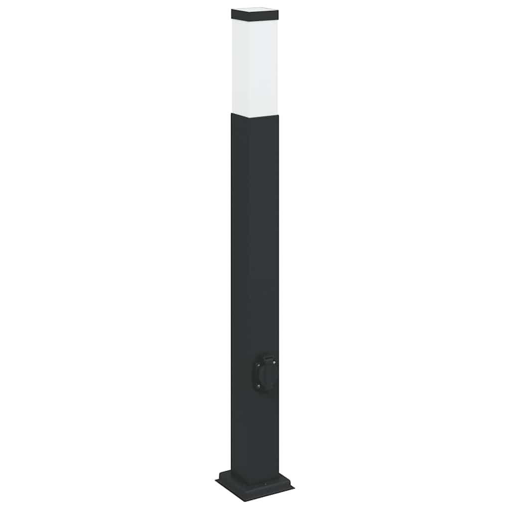 vidaXL Słupki oświetleniowe z gniazdem 3 szt. 80 cm, czarne, IP44
