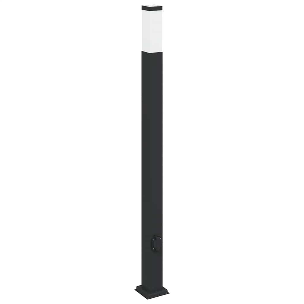 vidaXL Słupki oświetleniowe z gniazdem 3 szt. 110 cm, czarne, IP44