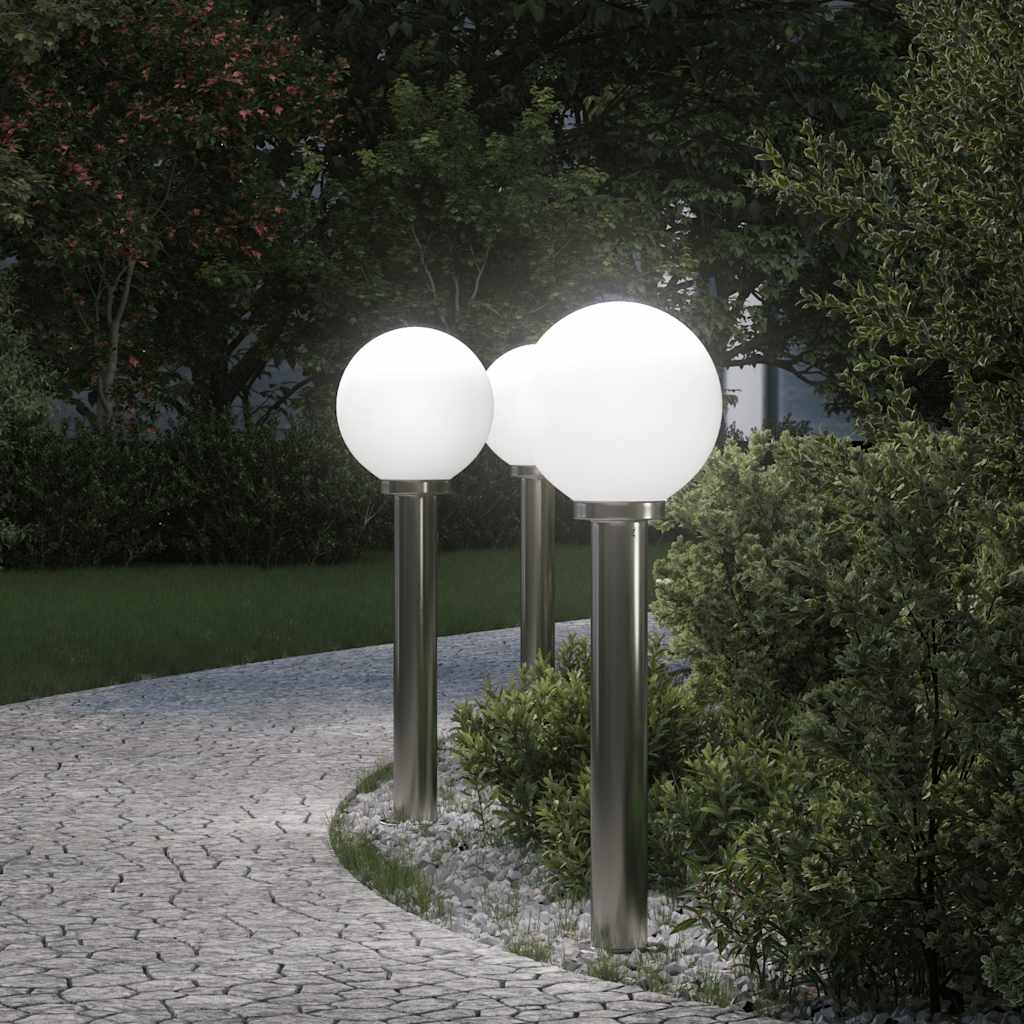 vidaXL Słupki oświetleniowe 3 szt. 80 cm Stal nierdzewna IP44