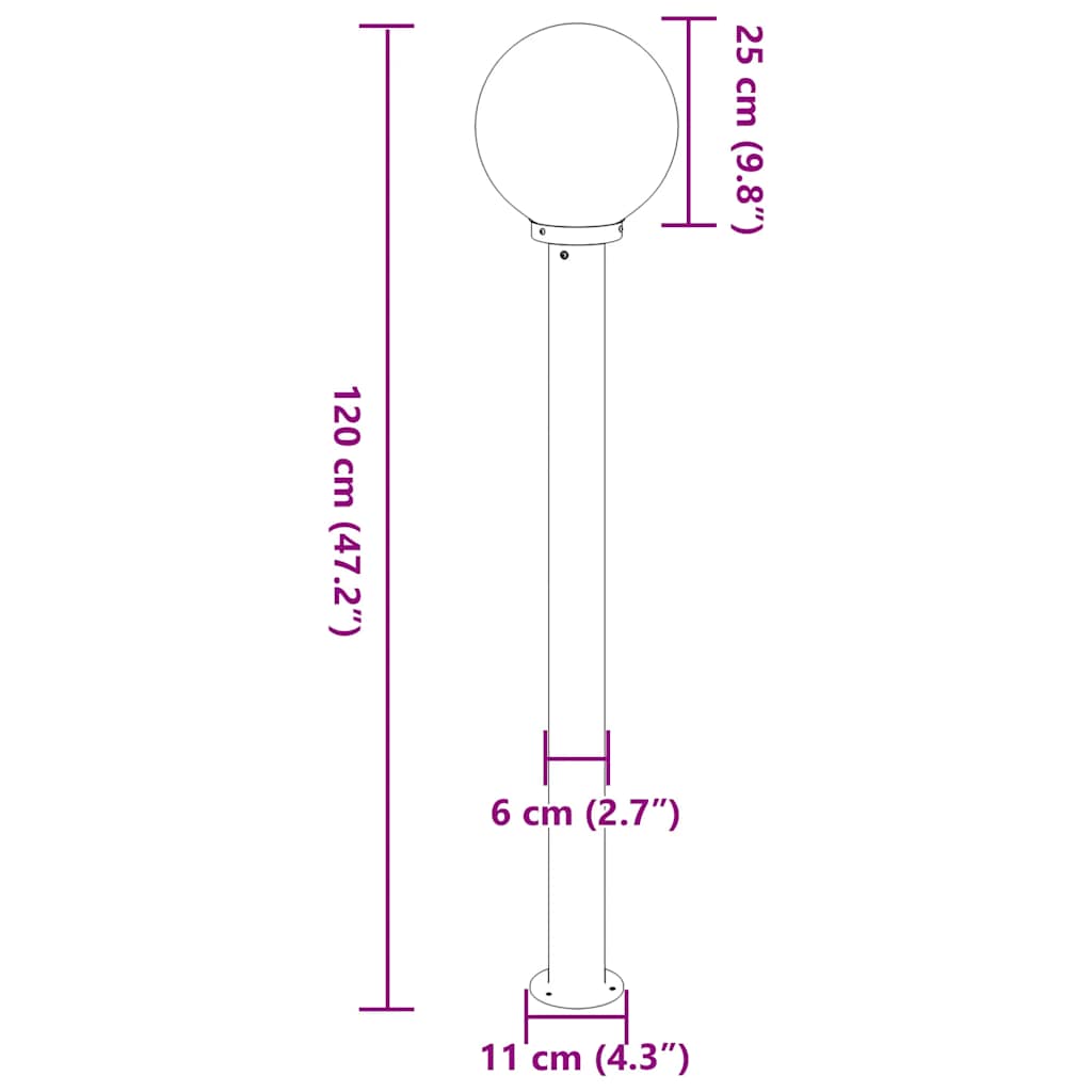 vidaXL Słupek oświetleniowy 120 cm Stal nierdzewna IP44