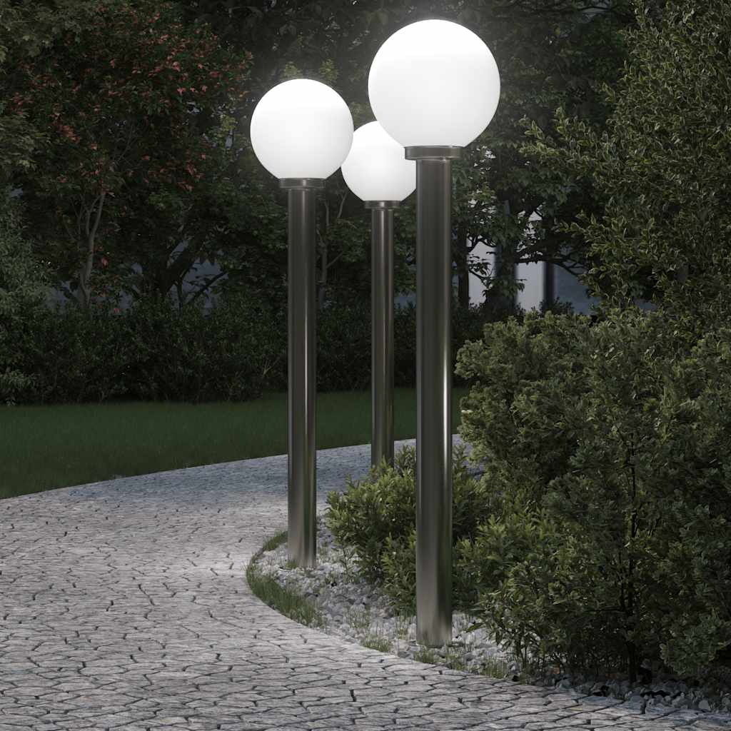 vidaXL Słupki oświetleniowe 3 szt. 120 cm Stal nierdzewna IP44