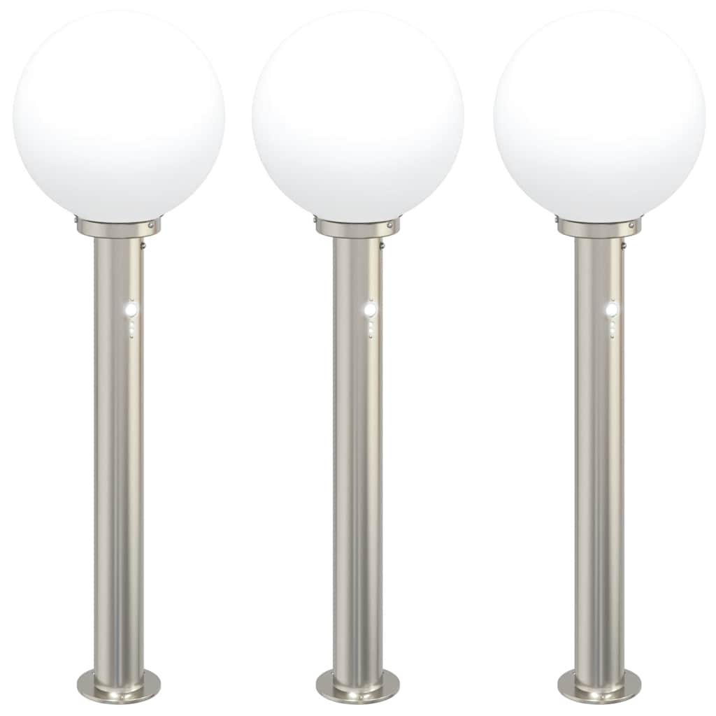 vidaXL Lampy słupkowe z czujnikiem 3 szt. 80 cm Stal nierdzewna IP44