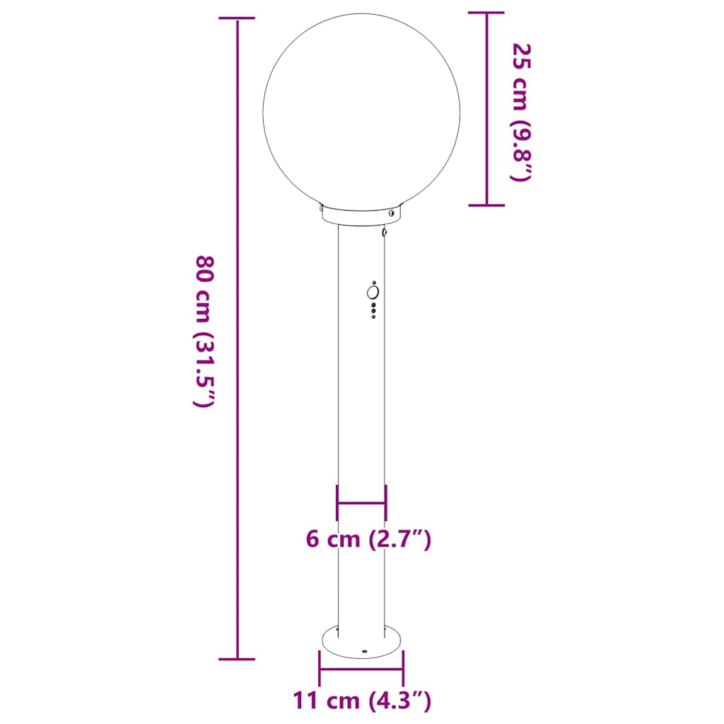 vidaXL Lampy słupkowe z czujnikiem 3 szt. 80 cm Stal nierdzewna IP44