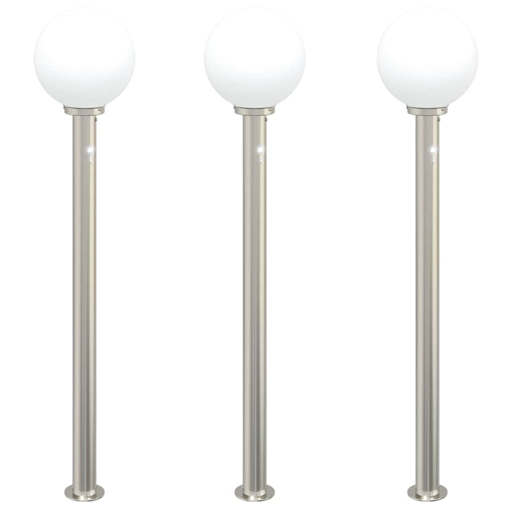 vidaXL Lampy słupkowe z czujnikiem 3 szt. 120 cm Stal nierdzewna IP44