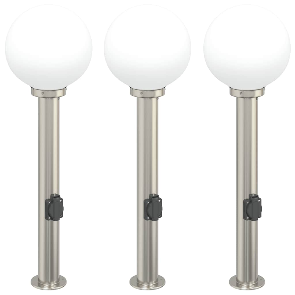 vidaXL Słupki oświetleniowe z wyjściem 3 szt. 80 cm Stal nierdzewna IP44