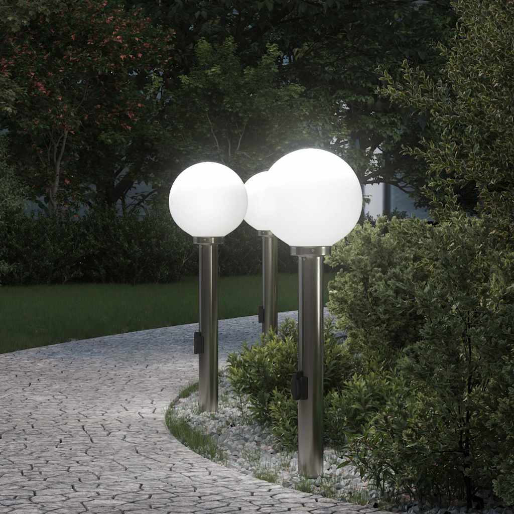 vidaXL Słupki oświetleniowe z wyjściem 3 szt. 80 cm Stal nierdzewna IP44