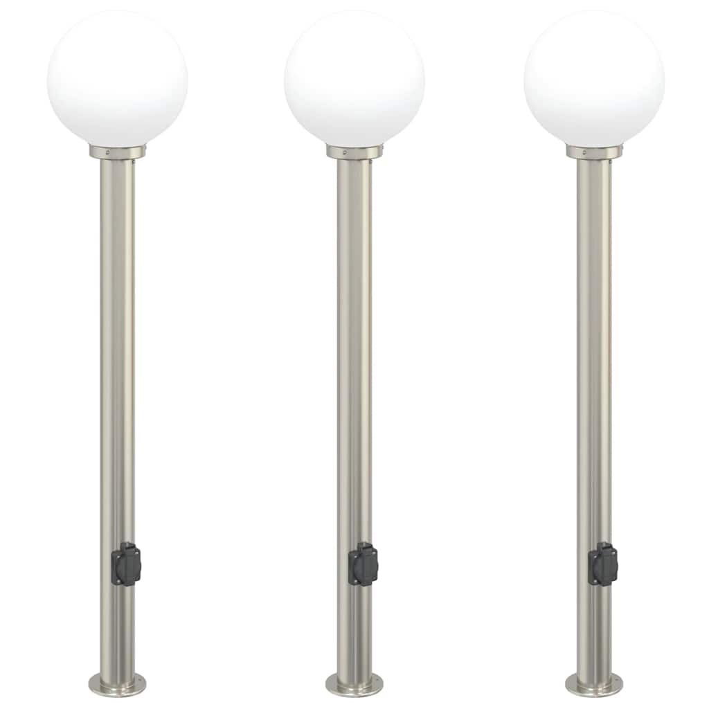 vidaXL Słupki oświetleniowe z wyjściem 3 szt. 120 cm Stal nierdzewna IP44