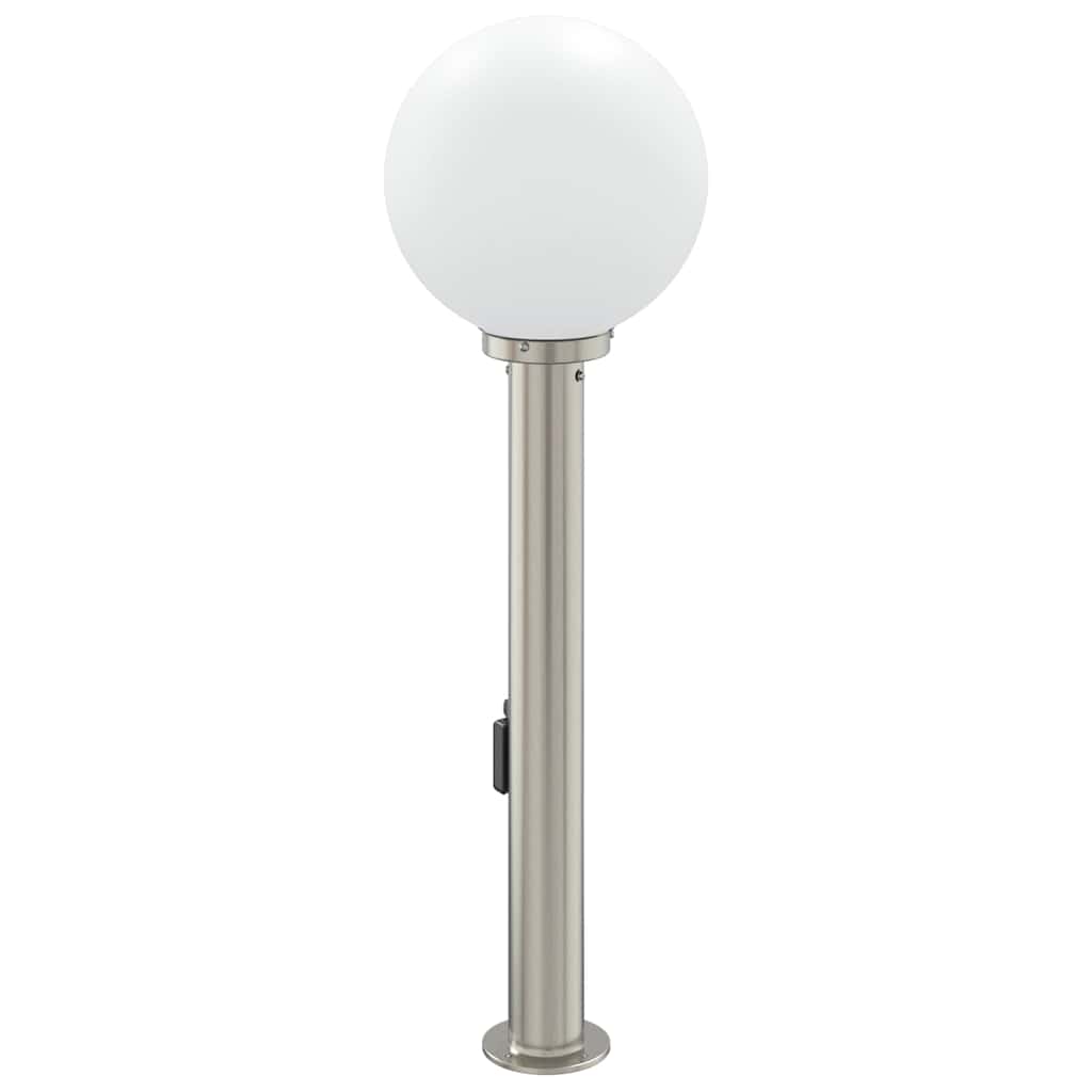 vidaXL Słupek oświetleniowy z czujnikiem i gniazdkiem 80 cm, stal nierdzewna IP44