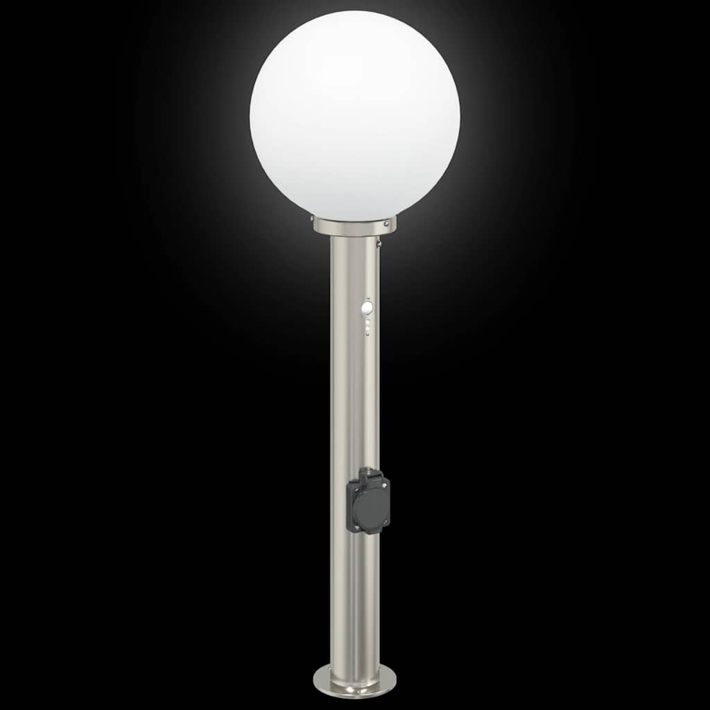 vidaXL Lampy słupkowe z czujnikiem i gniazdkiem 3 szt. 80 cm, stal nierdzewna IP44