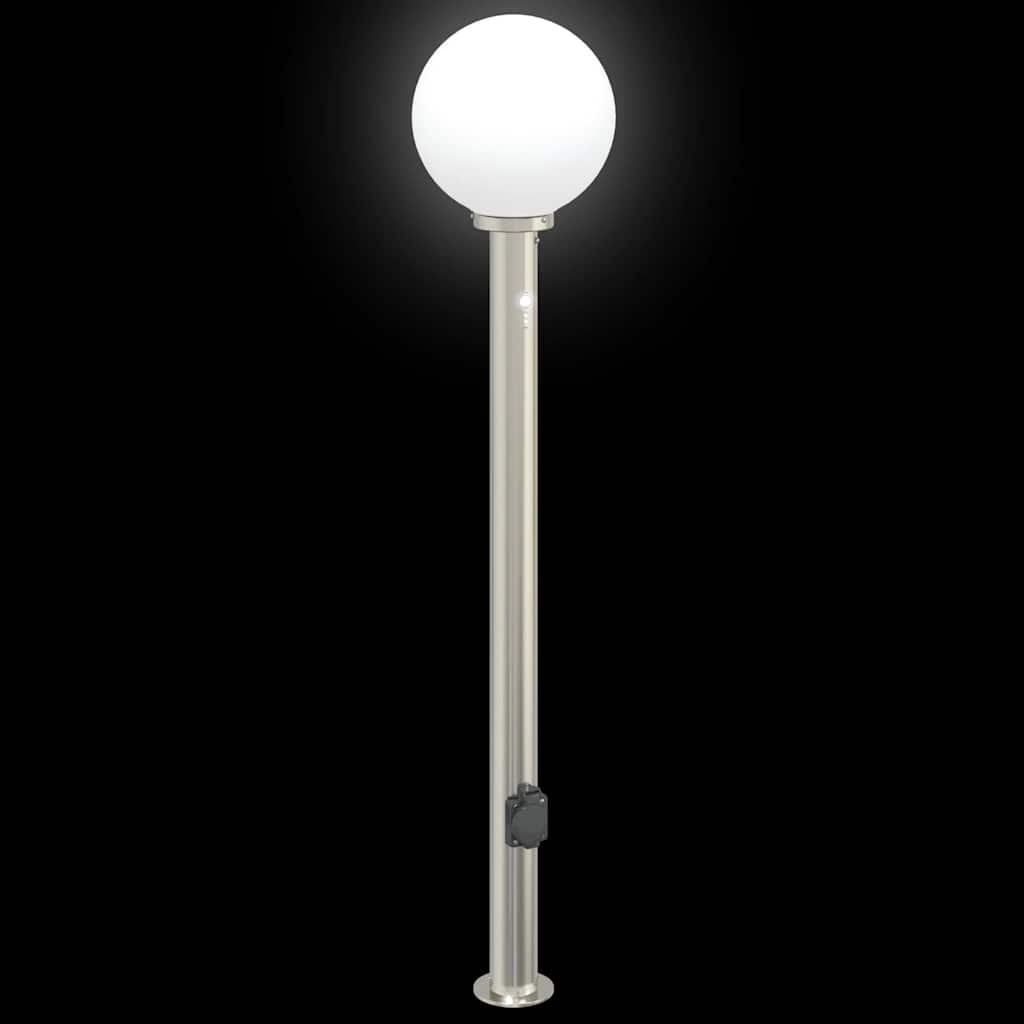 vidaXL Lampy słupkowe z czujnikiem i gniazdkiem 3 szt. 120 cm Stal nierdzewna IP44