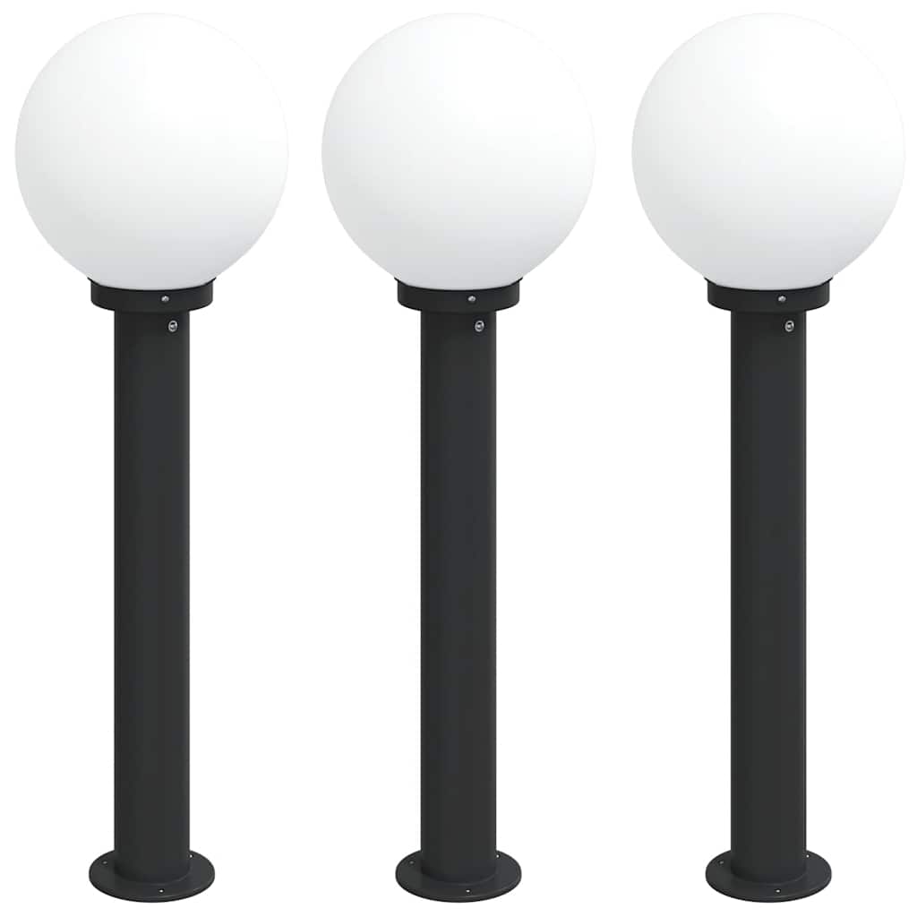 vidaXL Słupki oświetleniowe 3 szt. 80 cm, czarne, IP44