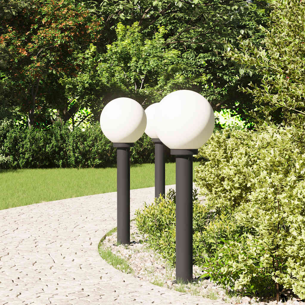 vidaXL Słupki oświetleniowe 3 szt. 80 cm, czarne, IP44
