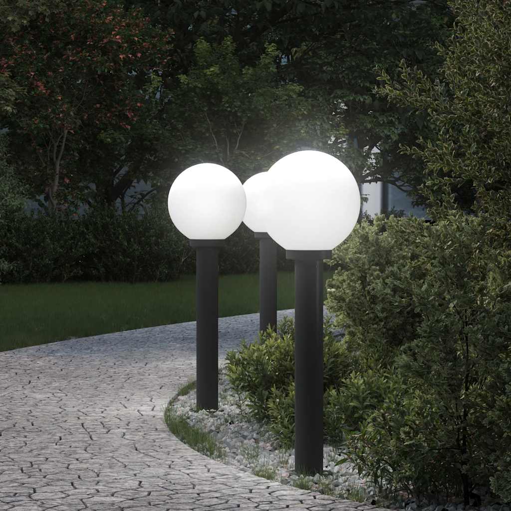 vidaXL Słupki oświetleniowe 3 szt. 80 cm, czarne, IP44