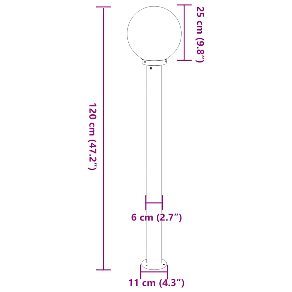 vidaXL Słupek oświetleniowy 120 cm Czarny IP44