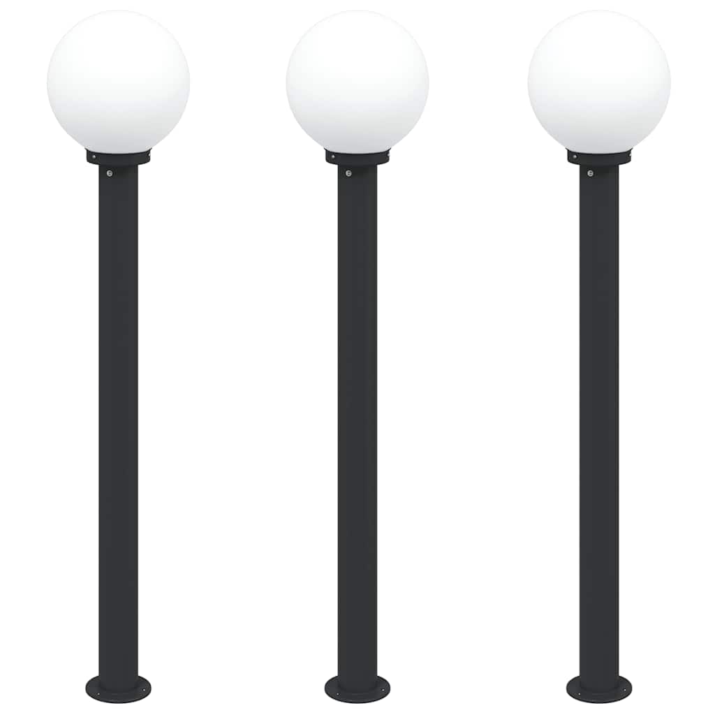 vidaXL Słupki oświetleniowe 3 szt. 120 cm czarne IP44