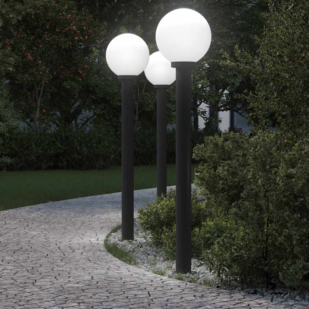 vidaXL Słupki oświetleniowe 3 szt. 120 cm czarne IP44