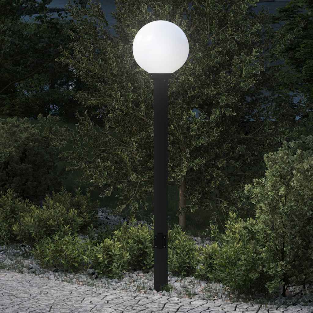 vidaXL Słupek oświetleniowy z gniazdem 120 cm Czarny IP44