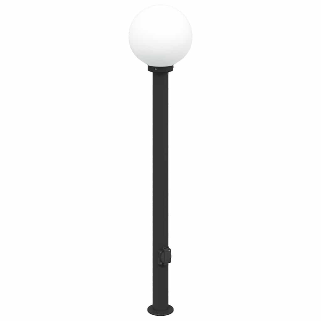 vidaXL Słupki oświetleniowe z gniazdem 3 szt. 120 cm, czarne, IP44