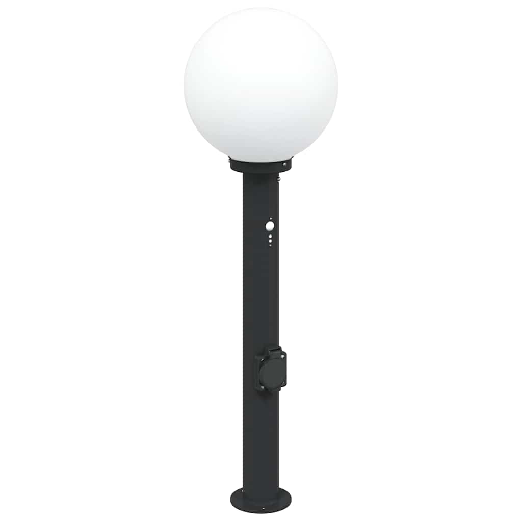 vidaXL Słupek oświetleniowy z czujnikiem i gniazdkiem 80 cm, czarny, IP44
